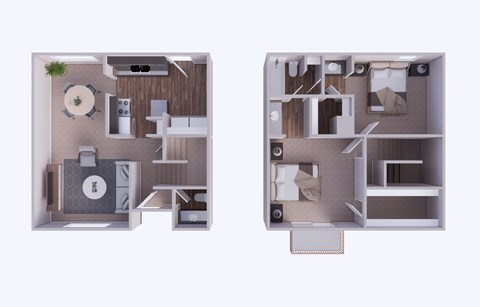Floor plan for 2 beds, 2 baths, 1134 sqft